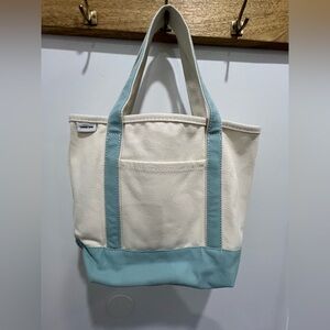 LANDS END Medium 5 Pocket Open Top Canvas Tote Bag - Pale Teal